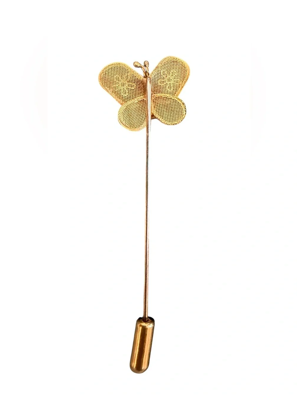 Vintage Gold Plated Butterfly Stick Hat or Scarf or Jacket Pin